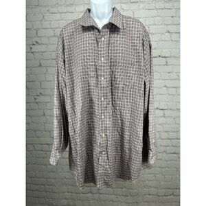 Joseph Abbound Purple Plaid 100% Egyptian Cotton Button Long Sleeve 20- 36/37 T